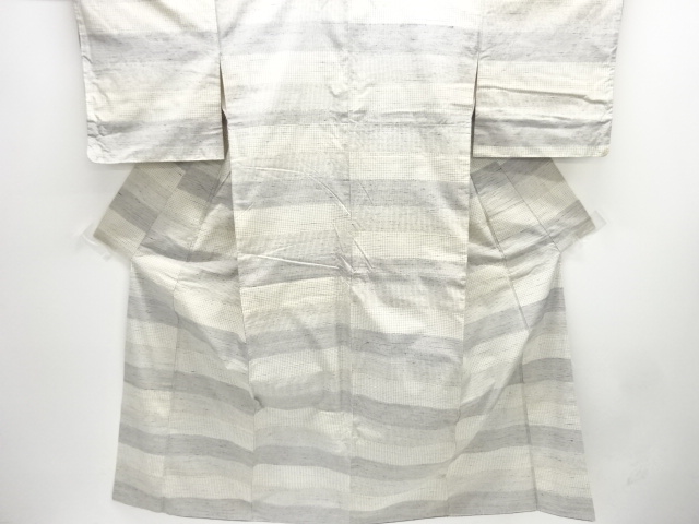 JAPANESE KIMONO / ANTIQUE KIMONO / SILK / TSUMUGI / WOVEN GRID